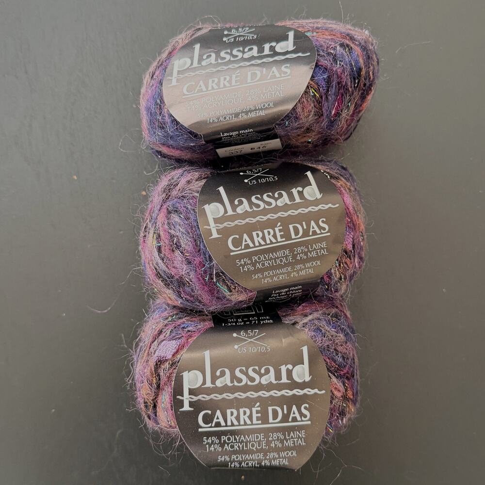 Plassard Carre D'As Yarn Color 337 Bain 846 Lot of 3 Novelty Metallic